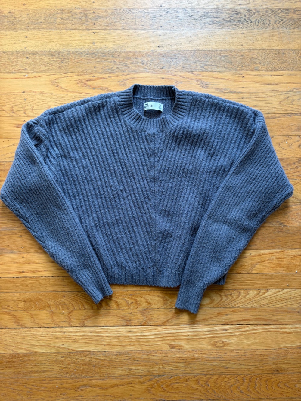Hollister ribbed Crewneck Sweater in blue Gray